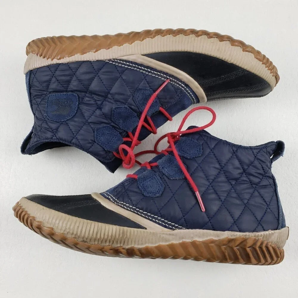 Sorel Out N About Duck Boot Womens 12 Blue Leather Ankle Lace Up Waterproof
